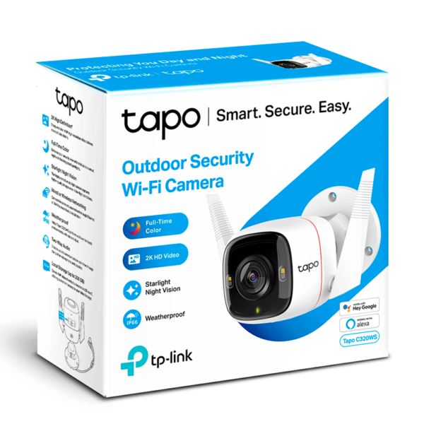 TP-LINK TAPO C320WS - Cámara IP WiFi tipo Bullet de 4 MP para Exterior con resolución de 2K, visión nocturna, WiFi 2.4 GHz, notificaciones push, ranura para Micro SD, y compatible con Google Assistant y Alexa. #2025TPL - Image 3