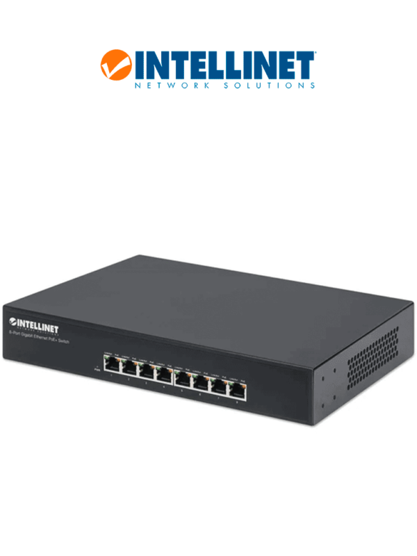 INTELLINET 560641 -Switch Gigabit PoE+ de 8 puertos, IEEE 802.3at/af, 140W, Endspan, para escritorio y montaje en rack de 19" #I&MBFIN #MCI2Q125