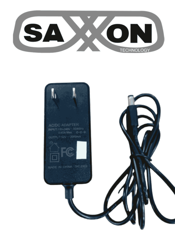 SAXXON KA24D1202000USH - Fuente de Poder Regulada / 12 Vcc 2 Amper / Conector Macho / Voltaje de Entrada: 100-240V / Ideal para Cámaras de CCTV , Controles de Acceso y Asistencia - Image 2