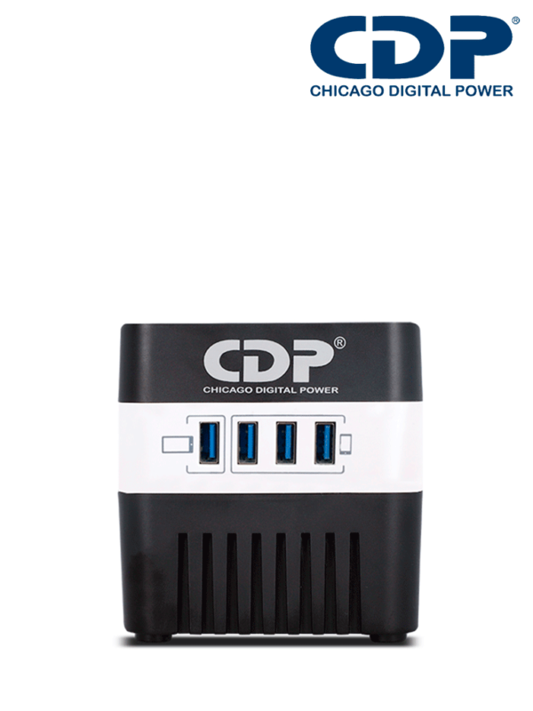 CDP RU-AVR604- Regulador de Voltaje / Supresión de Picos / 600VA / 300W / 4 Puertos USB para Carga de 2.1A Max / 4 Salidas Reguladas / Indicadores Led / Diseño Compacto #MCI2Q125