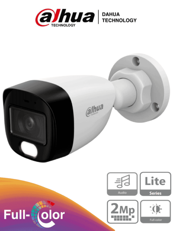 DAHUA HAC-HFW1209CN-A-LED-S3 - Cámara Bullet Full Color 1080p/ Llente de 2.8 mm/ 107.8° de Apertura/ Micrófono Integrado/ 30 Metros de Luz Visible/ DWDR/ Starlight/ IP67/ Compatible con CVI/AHD/CVBS/ #LoNuevo #MCI1Q125