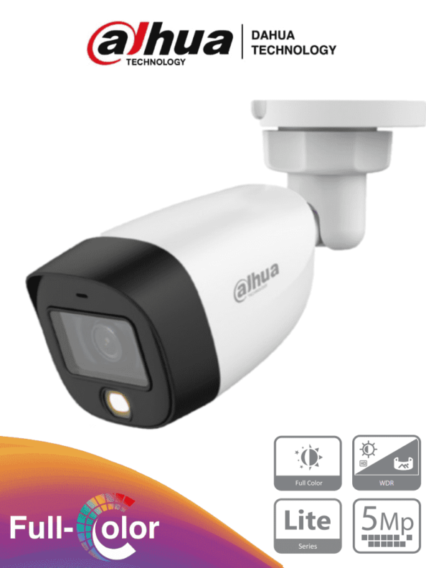 DAHUA HAC-HFW1509C-LED-28 - Cámara Bullet Full Color de 5 Megapixeles/ Lente de 2.8 mm/ 112 Grados de Apertura/ Leds para 20 Mts/ WDR de 120 dB/ Starlight/ IP67/ #ProHDCVI #FULLC #MCI2Q125