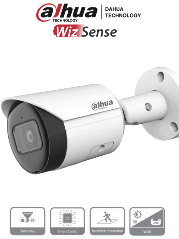 DAHUA IPC-HFW2541E-S S2- Camara IP Bullet de 5 Megapixeles/ WizSense/ Lente de 2.8mm/ 97 Grados de Apertura/ IR de 30 Metros/ SMD Plus/ Microfono Integado/ PoE/ Ranura para MicroSD/ IP67/ WDR Real de 120 dB/ #MCI2Q125