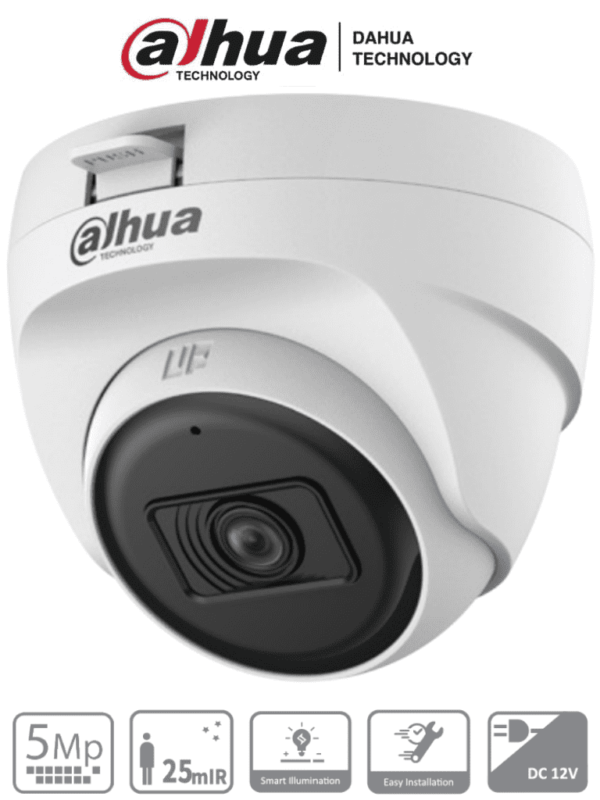 DAHUA HAC-T1A51N-U-28-S2 - Cámara Domo de 5 Megapixeles/ Lente de 2.8mm/ 106 Grados de Apertura/ IR de 25 Mts/ Uso Interior/ Soporta HDCVI/AHD/TVI y CBVS/ #LoNuevo #MCI1Q125