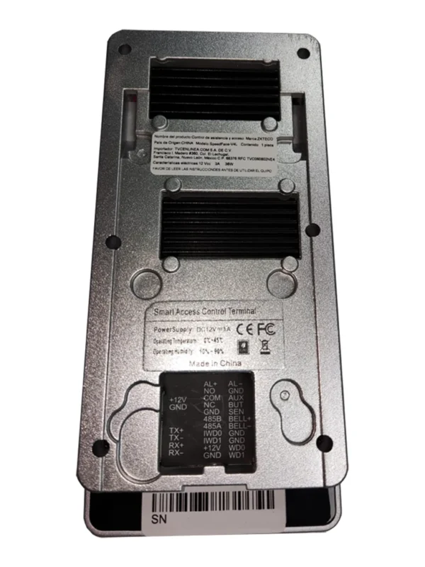ZKTECO SpeedFaceV4LTA - Control de Acceso y Asistencia Visible Light con Autenticación Facial (800 Rostros), Verificación por Palma (800), Tarjeta ID 125 kHz (1000), Registro de 150,000 Eventos y Conectividad TCP/IP #ZK11 #ZK1 - Image 3