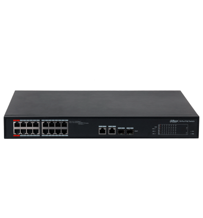 DAHUA DH-S4101-16ET2GF-240-C Switch PoE Administrable en la nube de 18 Puertos Ethernet/ 16 Puertos PoE/ 240 Watts Totales/ 2 Puertos SFP/2 Puertos Uplink/ PoE Watchdog/ Switching 7.2 Gbps/ Plataforma Dolynlk care - Image 2