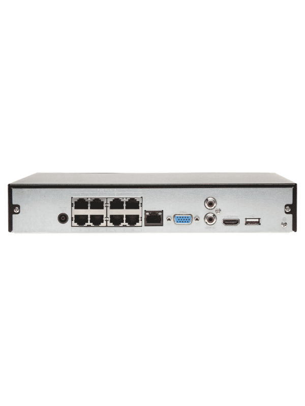 DAHUA NVR1108HS-8P-S3/H - NVR de 8 Megapixeles/ 4k/ 8 Canales IP/ 8 Puertos PoE/ Smart H.265+/ Rendimiento de 80 Mbps/ Salida de Video HDMI&VGA/ 1 Bahía de Disco Duro de Hasta 8TB/ Soporta Cámaras con Protocolo Onvif & RTSP/ - Image 2