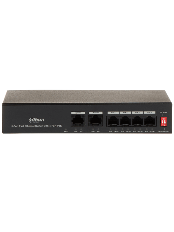 DAHUA PFS3006-4ET-36 - Switch PoE de 6 Puertos Fast Ethernet/4 Puertos PoE 10/100/ 2 Puertos uplink 10/100/ 36 Watts Totales/ Switching 1.2 Gbps/ Tasa de Reenvio de Paquetes .89 Mbps/ con Protección de Descargas #SwitchD1 #BuenFinDahua20 #MCI2Q125 - Image 2