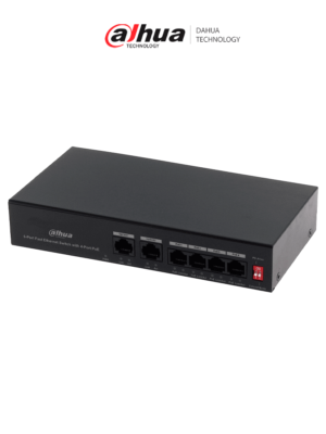 DAHUA PFS3006-4ET-36 - Switch PoE de 6 Puertos Fast Ethernet/4 Puertos PoE 10/100/ 2 Puertos uplink 10/100/ 36 Watts Totales/ Switching 1.2 Gbps/ Tasa de Reenvio de Paquetes .89 Mbps/ con Protección de Descargas #SwitchD1 #BuenFinDahua20 #MCI2Q125