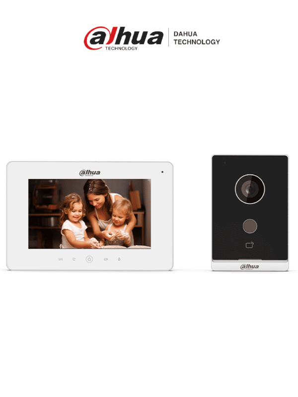 DAHUA KTW01 - Videoportero WiFi con monitor de 7", 6 entradas y 8 zonas de alarma, ranura MicroSD para grabación, cámara 2MP con WDR real e IR, controla 1 puerta, apertura con tarjeta. Seguridad avanzada y comodidad/ #BuenFinDahua20