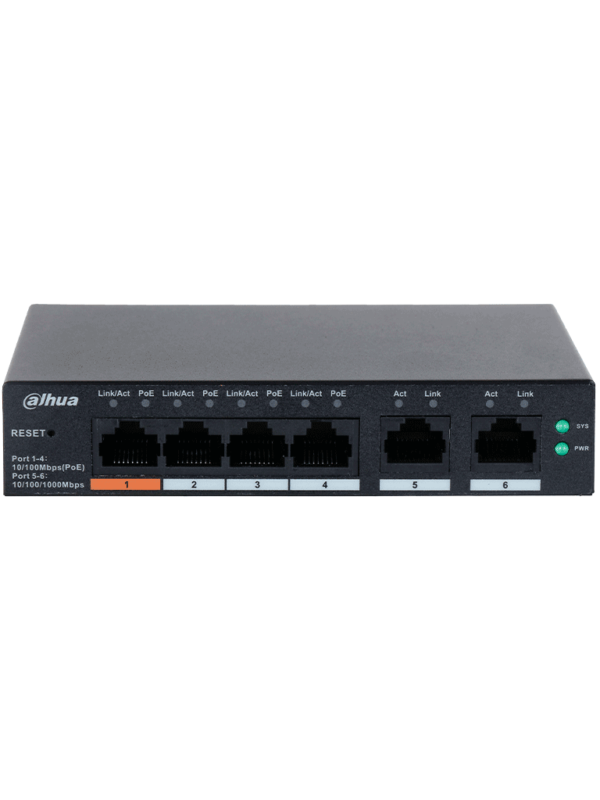 DAHUA CS4006-4ET-60 - Switch PoE de 6 Puertos Administrable/ 4 Puertos PoE 10/100/ 2 Puertos Uplink 10/100/1000/ 60 Watts Totales/ Administrable en la Nube/ PoE Hasta 250 Metros/ Carcasa Metalica/ Switching 4.8 Gbps/ - Image 2