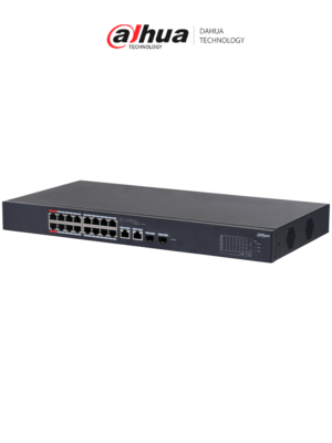 DAHUA CS4218-16ET-135 - Switch PoE de 18 Puertos/ 16 Puertos Poe 10/100/ 2 Puertos Uplink 10/100/1000 + 2 Puertos SFP/ 135 Watts Totales/ Administrable en la Nube por DoLynk Care/ PoE Hasta 250 Metros/ Carcasa Metalica/ Switching 7.2 Gbps #MCI2Q125