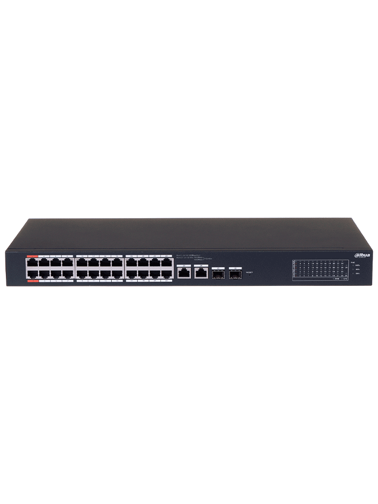 DAHUA CS4226-24ET-240 - Switch PoE de 26 Puertos/ 24 Puertos PoE 10/100/ 2 Uplink 10/100/1000 + 2 Puertos SFP/ 240 Watts Totales/ / Administrable en la Nube por DoLynk Care/ PoE Hasta 250 Metros/ Carcasa Metalica/ Switching 8.8 Gbps/ #LoNuevo - Image 2