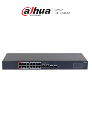 DAHUA DH-CS4220-16GT-190 Switch Poe de 16 Puertos Gigabit con PoE inteligente, puerto rojo de 90W, 190W totales, 2 puertos SFP, PoE Watchdog, switching de 40 Gbps y protección avanzada contra descargas. Plataforma DoLynk Care/ #LoNuevo #MCI1Q125