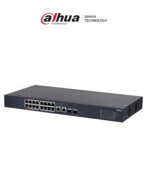 DAHUA DH-CS4220-16GT-135 Switch Poe de 16 Puertos Gigabit/ Poe Inteligente/ Puerto Rojo de 90W/ 135 Watts Totales/ 2 Puertos SFP/Poe Watchdog/ Switching 40 Gbps/ Protección de Descargas/ Plataforma DoLynk Care #MCI1Q125