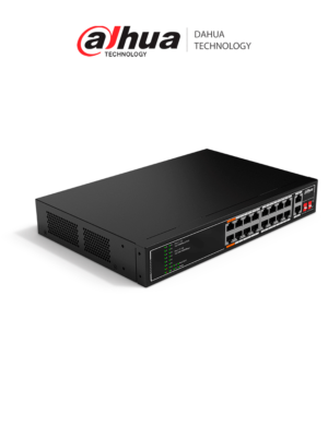 DAHUA SF1018LP - Switch PoE de 18 Puertos/ 135 Watts Totales/ 16 Puertos PoE 10/100/ 2 Puertos Uplink 10/100/1000/ Switching 7.2 Gbps/ Compatible con Standares:IEEE802.3af; IEEE802.3at; Hi-PoE/ PoE Hasta 250 Metros/ #LoNuevo #MCI1Q125
