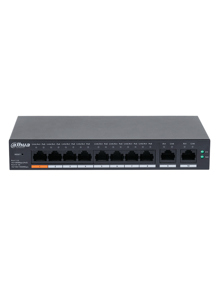 DAHUA DH-CS4010-8ET-60 Switch Poe de 8 Puertos / Poe Inteligente/ 60Watts Totales/ 2 Puertos uplink/ Switching 4.8Gbps/ Protección de Descargas/ DoLynk Care/ #BuenFinDahua20 #NOV #MCI1Q125 - Image 2