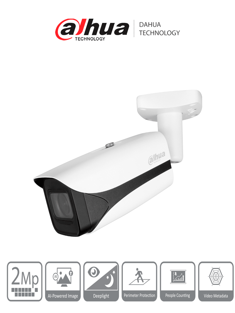 DAHUA IPC-HFW5241E-ZE - Camara IP Bullet 2 MP/ WizMind S/ IA Face Detection/ IR 60 mts/ Motorizado 2.7 mm–13.5 mm/ Aprendizaje Profundo/ E&S Alarma y Audio/ SMD3.0/ IP67/ IK10 #MCI2Q125