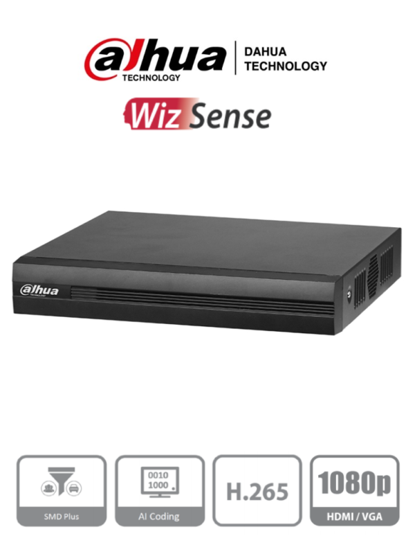 DAHUA XVR1B16-I -DVR de 16 canales 1080p Lite WizSense y Cooper-I. Compatible con H.265+, admite hasta18 canales IP y 8 canales con SMD Plus. Búsqueda inteligente personas y vehículos, codificación eficiente y SmartAudio#WizSense #DAHQ1M