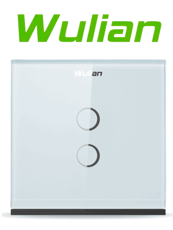 WULIAN SWITCHT2LN - Apagador Inteligente Touch con 2 Botones / Comunicacion Zigbee con Brain para administración desde celular a traves de App/ Carga maxima 10 Amp / Tipo Europeo