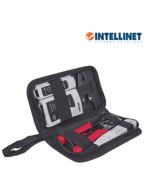 INTELLINET 780070 - Kit de herramientas para red de 4 piezas: probador de cable UTP, ponchadora, pinza crimpeadora y pelador de cable - Image 3