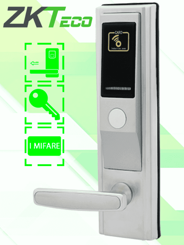 ZKTECO LH3600L - Cerradura Izquierda para Hotel con Tecnología Mifare 13.56 MHz, Compatible con Puertas de 35 a 55 mm de Grosor, Estándar Americano, con 5 Pestillos de Seguridad #MCI2Q125