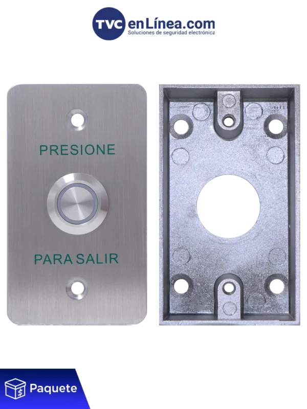 YLI YWP880BLED800AM - Paquete con Botón de Salida Mecánico con Indicador LED (Verde) y Caja de Montaje Metálicos para Instalación Segura