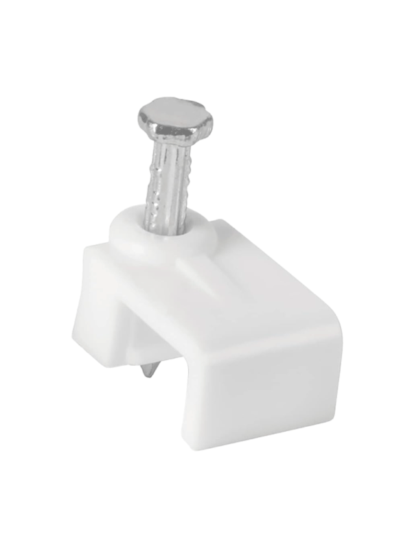 TCE LMG-NCC-5mm-WQ100 - Grapa cuadrada de pared / medida interna 5 mm / Altua 6 mm / Color blanco / Bolsa de 100 piezas