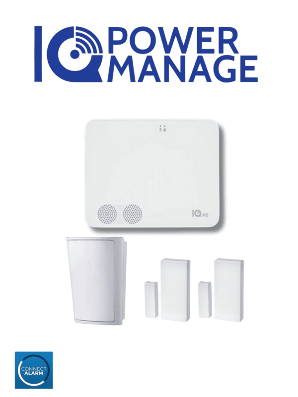 QOLSYS IQ4NS POWER MANAGE PACK - Paquete que contiene Sistema de Alarma IQ4 NS autocontenido sin pantalla, 1 sensor PIR inalámbrico PG9914 y 2 sensores magnéticos inalámbricos PG9303 #IQPM