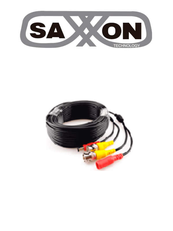 SAXXON SXWB20 - Cable Coaxial Armado / Siamés / Conector BNC RG59 + Conector de Energía / 20 Metros / Para Cámaras 4K / 100% Cobre / Uso interior / #TVCSAX#NUEVO1M #MCI1Q125