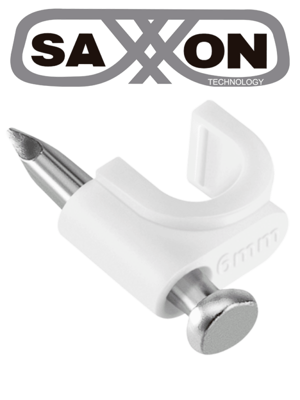 SAXXON GRA955B - Bolsa de 50 grapas de pared/ Color blanco/Diametro: 6mm / Con clavo de 3/4 para concreto de alta resistencia