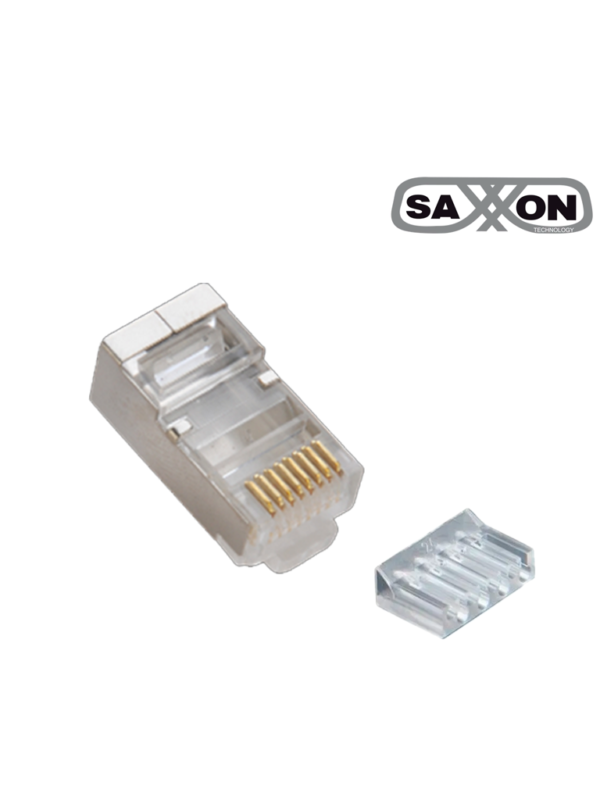 SAXXON S901E - Conector plug RJ45 para cable UTP con guía / CAT 6 / Blindado / Paquete 100 piezas #MCI2Q125
