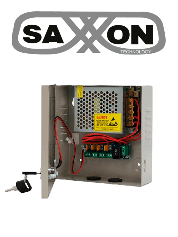 SAXXON SX5A4CH - Fuente de Poder Profesional 12 VCD / 5 Amperes / 4 Canales / 1.1 Amperes por Canal / Protección contra Sobrecargas / Led Indicador de Funcionamiento