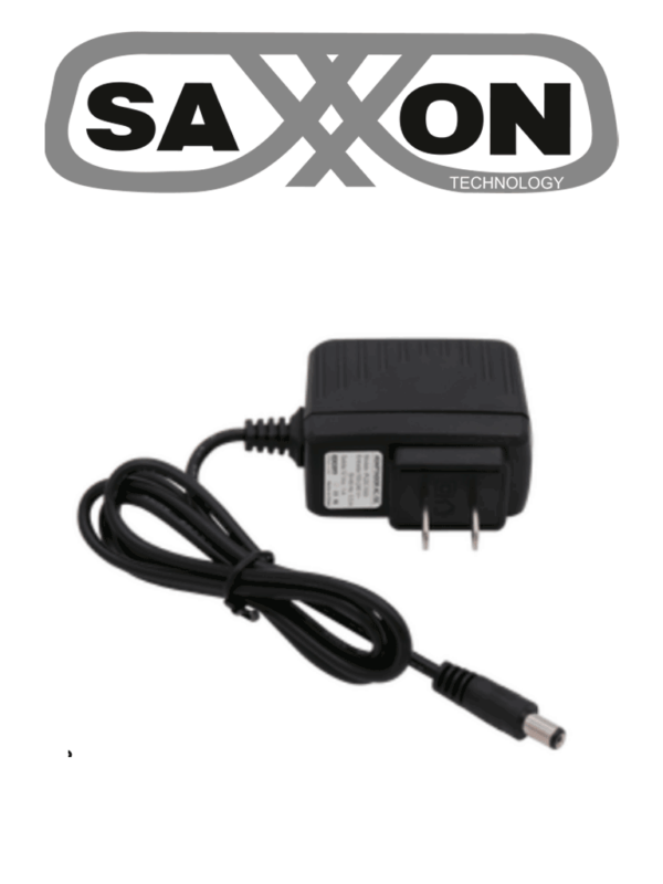 SAXXON KA12H1201000USH - Fuente de Poder Regulada / Alimentación de 12 Vcc 1 Amper / Conector Macho / Voltaje de Entrada: 100-240V / Ideal para Cámaras de CCTV , Controles de Acceso y Asistencia