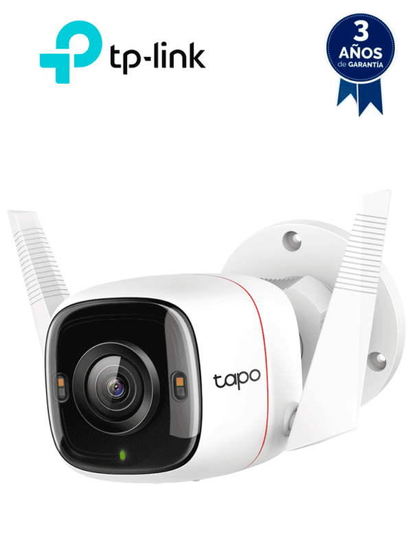 TP-LINK TAPO C320WS - Cámara IP WiFi tipo Bullet de 4 MP para Exterior con resolución de 2K, visión nocturna, WiFi 2.4 GHz, notificaciones push, ranura para Micro SD, y compatible con Google Assistant y Alexa. #2025TPL