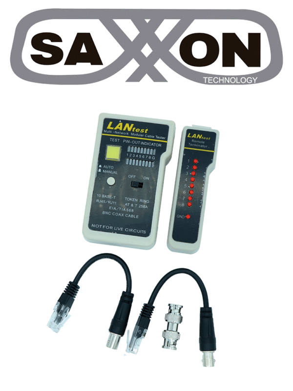 SAXXON G288 - Probador de cables / Conectores RJ45 / BNC / RJ11