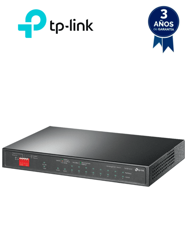 TP-LINK TL-SG1210P - Switch de escritorio PoE+ no administrable con 8 puertos 10/100/1000 Mbps, 1 puerto 10/100/1000 Mbps (Uplink), 1 puerto SFP y capacidad de suministro de 63W. #MCI2Q125