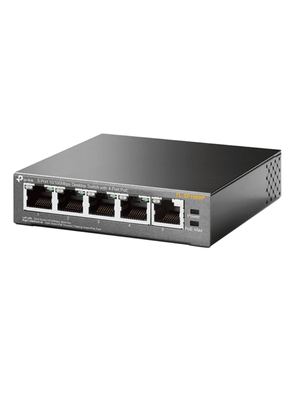 TP-LINK TL-SF1005P - Switch PoE no administrable con 5 puertos Fast Ethernet, incluyendo 4 puertos PoE AF. Suministro PoE hasta 58W y modo extendido para conexiones de hasta 250m. - Image 3