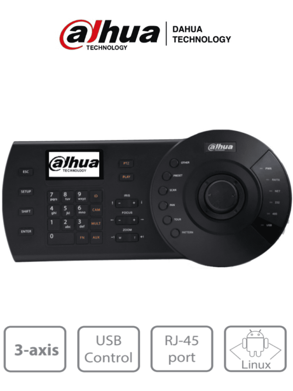 DAHUA NKB1000-E - Teclado Controlador IP con Joystick para PTZs Analogicas e IP/ Control de DVRs y NVRs/ Pantalla LCD/ RJ-45/ RS232/ Pelco D & P/ #ProAccesorios