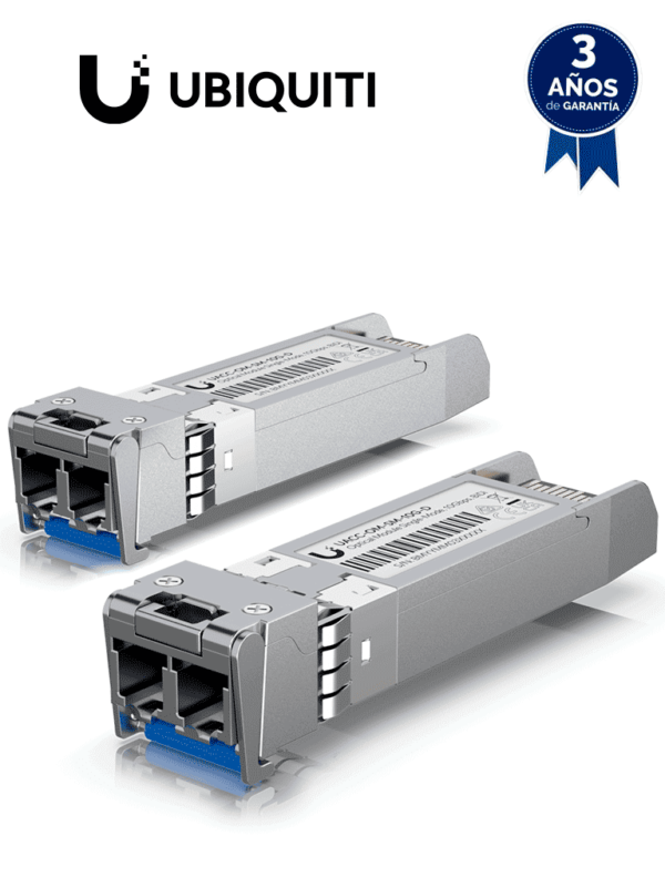 UBIQUITI UACC-OM-SM-10G-D-2 - Paquete de 2 transceptores SFP+ monomodo de 10 Gbps con conectores LC, compatibles con UFiber #MCI2Q125