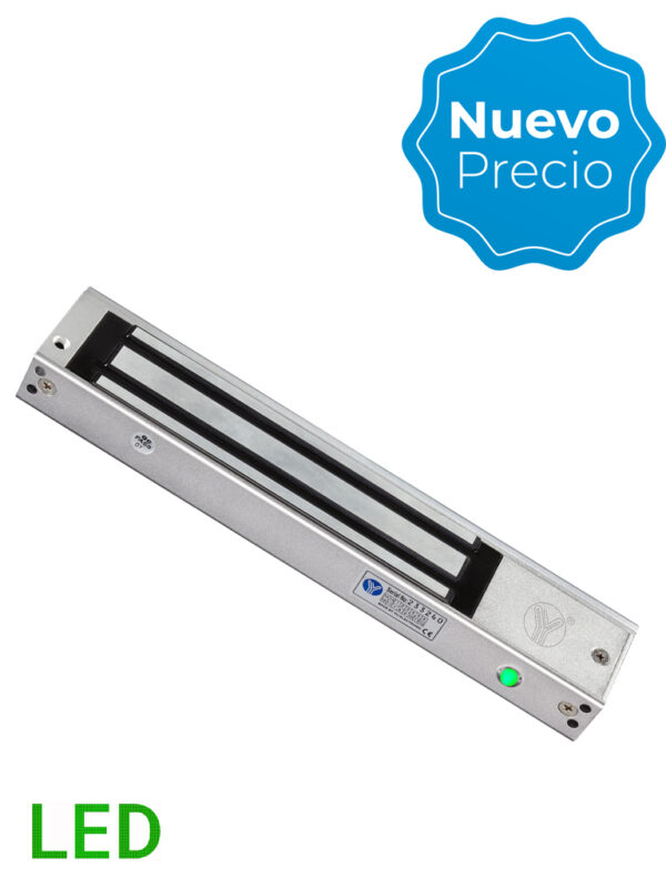 YLI YM280NLED - Cerradura Magnética con LED / Fuerza de Sujeción 280Kg /600Lb / Voltaje Dual 12v/24 VDC / Puertas de madera, vidrio, metálica #YL1