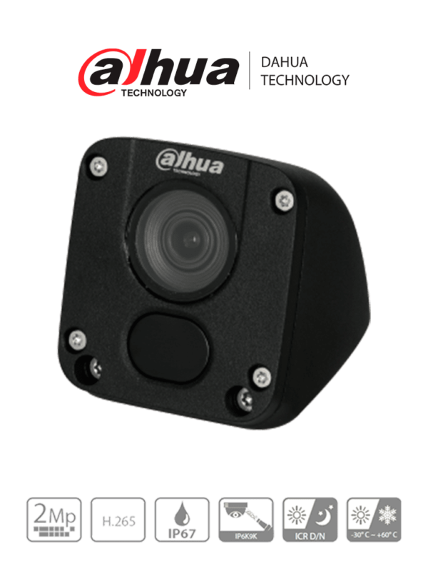 DAHUA IPC-MW1230DN-HM12 - Camara IP para Vehiculos de 2 Megapixeles/ Lente de 2.8mm/ 115 Grados de Apertura/ Ir de 30 Mts/ Protección IP6K9K para Soporta Agua a Presión/