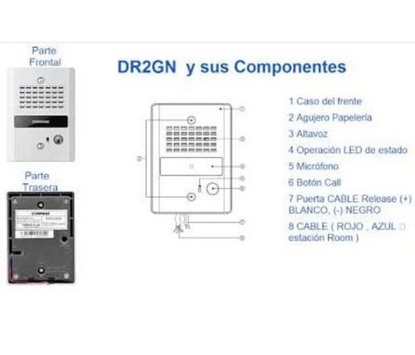 COMMAX DP2SDR2GNPACK - Paquete de audioportero frente de calle con 2 equipos de interfon con conexión directa a 110V y apertura de puerta - Image 2