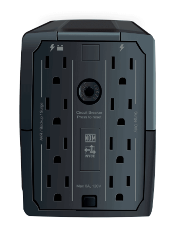CDP R-UPR758 - UPS Interactivo de 750VA / 375W con 8 terminales de salida: 4 con respaldo y 4 con supresión de picos. Incluye batería de 12V 7AH, libre de mantenimiento.#2025CDP - Image 2