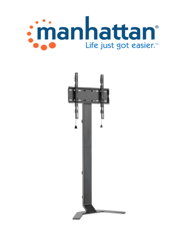 MANHATTAN 462044 - Soporte de piso para TV Soporta una pantalla de 32 "a 70" de hasta 40 kg, inclinación de -10 a 3°, altura ajustable, se adapta al sistema de montaje VESA de la pantalla, construcción de aluminio y acero, negro (Sobre Pedido) #I&MBFIN #