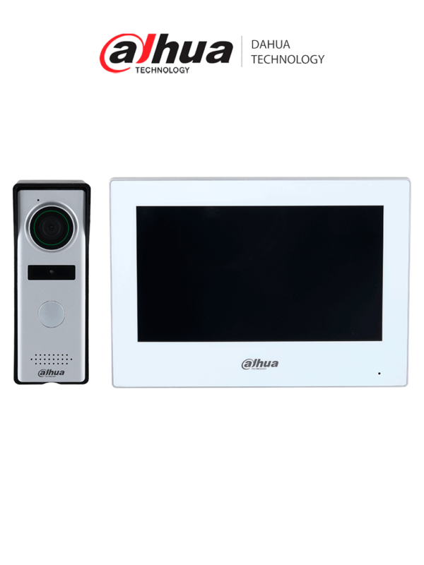 DAHUA DHI-KTH01 - Kit de Videopotero Hibrido/ Frente de Calle Analogico con Camara de 1.3 MP/ Monitor Touch de 7 Pulgadas WiFi/ 4 Hilos al Frente de Calle/ 6&1 E&S de Alarma/ Soporta Camaras IP/ Compattible App DMSS/ Apertura remota puerta / #MCI