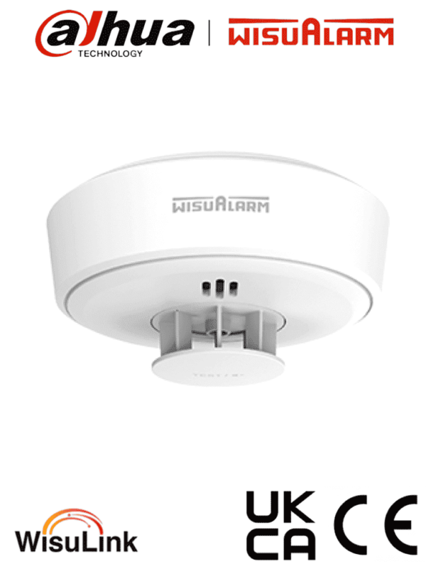 DAHUA WISUALARM HY-HT10A-R8 - Detector de Calor Inalambrico (Interconectable Hasta 24 Disp), Monitoreo de Temperatura, Deteccion Incendios de Clase A1 (54°C to 65°C), Sonido de Alarma de 85dB, Certificaciones CE, Batería de 10 años, #LoNuevo #Wisualarm