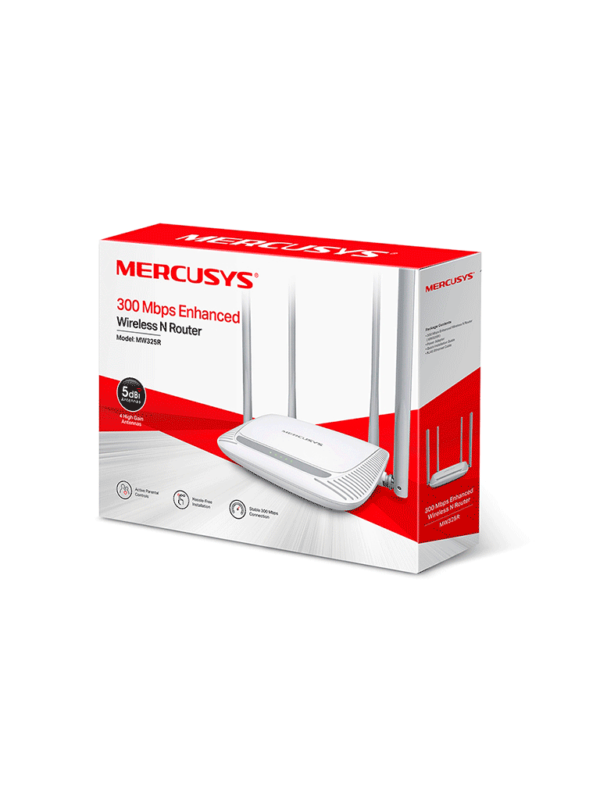 MERCUSYS MW325R - Router inalámbrico N con velocidad mejorada de 300 Mbps en la frecuencia de 2.4 GHz. Posee 1 puerto WAN y 3 puertos LAN de 10/100 Mbps, junto con 4 antenas de 5 dBi para una mayor cobertura. #O3 #ANIVMERC - Image 2