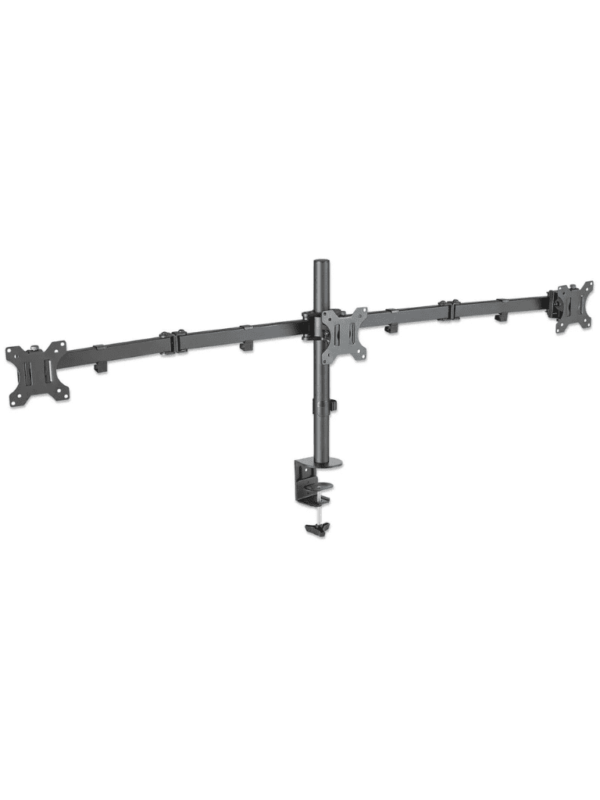 MANHATTAN 461658 Soporte para monitor, de escritorio, movimiento articulado, 3 pantallas planas de 13" a 27" máximo 7 kg cada una Soporta tres monitores LCD de hasta 27", uno montado al centro y dos en los brazos de doble articulación - Image 3
