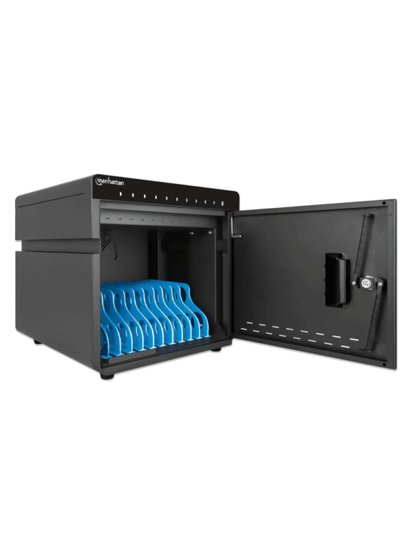 MANHATTAN - 715942 - Gabinete profesional carga 10 puertos USB-C - 180 W / 10 puertos, bahías teléfonos y tabletas, 180 W en total, hasta 18 W por puerto, cerradura, protección sobretensiones, ventilación integrada, carcasa metálica, negro #PROMOABRIL - Image 4